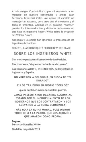 Sobre los ingenieros White. Por Bernardo González White