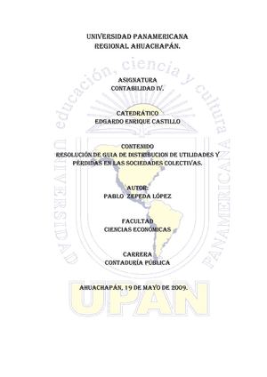 GUIA DE DISTRIBUCION DE UTILIDADES Y PÉRDIDAS EN LAS SOCIEDADES COLECTIVAS