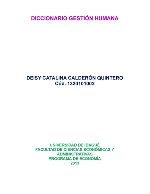 DICCIONARIO GESTIÓN HUMANA 2013: DEISY CATALINA CALDERÓN