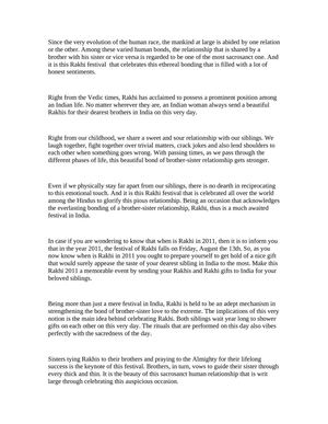 Rakhi - Festival of brotherly love