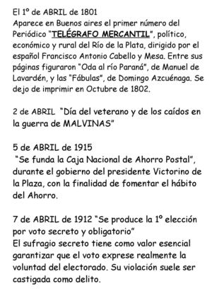 El 1º de ABRIL de 1801