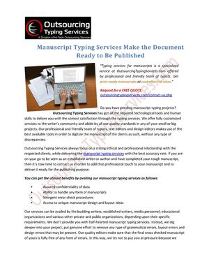 Manuscript Typing Services Make the Document Ready to Be Published