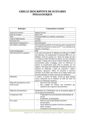 Expérimentation tablettes au CDI Evaluation IRD
