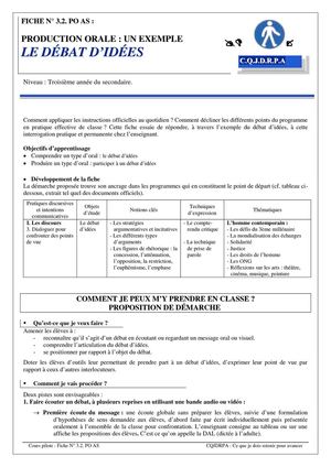 Un exemple de production orale