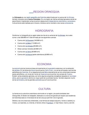 REGION DE LA ORINOQUIA