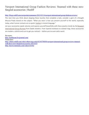 Newport International Group Fashion Reviews: Stunned with these new-fangled accessories | Rediff