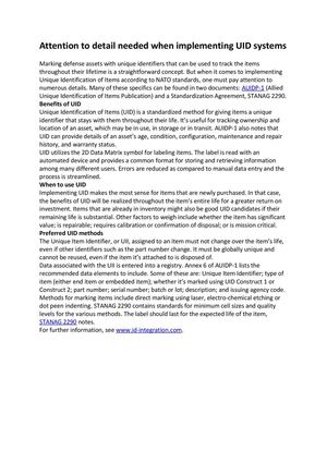 Attention to detail needed when implementing UID systems