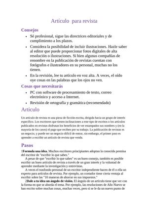 articulo de revista del cuidado del colegio