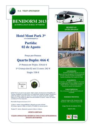 Partida 02 Agosto - OFERTA BENIDORM HOTEL MONT PARK