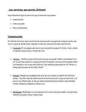 Los servicios que presta Internet