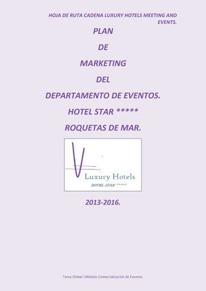 Plan de marketing del departamento de comercialización de eventos.