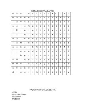 SOPA DE LETRAS AFRO