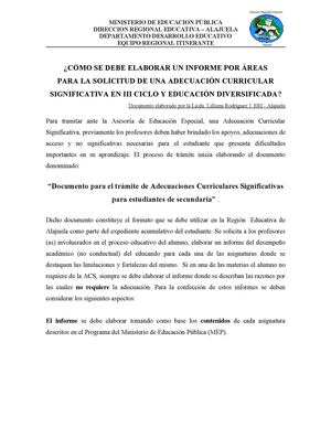 Como elaborar informes por áreas secundaria