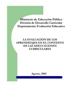 Evaluación Aprendizajes en Contexto Adecuaciones