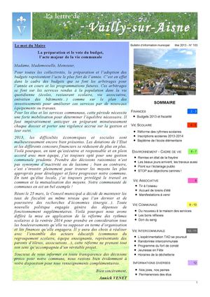 Lettre d'information - mai 2013