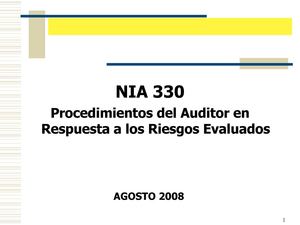 PROCEDIMIENTOS DEL AUDITOR EN RESPUESTA A RIESGOS NIA 330