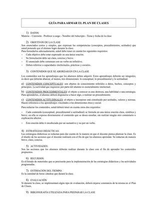 GUÍA PARA PLAN DE CLASES