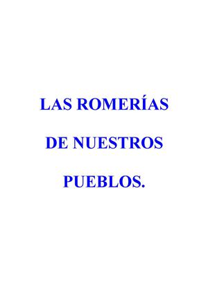 LAS ROMERÍAS DE NUESTROS PUEBLOS.