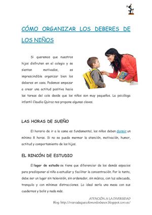 CÓMO ORGANIZAR LOS DEBERES 