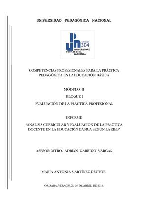 Análisis Curricular y Evaluación de la Práctica Docente