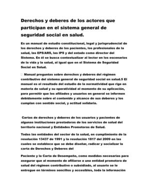 DERECHOS Y DEBERES  DE LOS PRESTADORES DE SALUD  EN SGSSS.