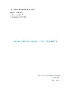 ORGANIZACION SOCIAL Y POLITICA MAYA