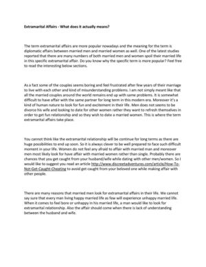 Extramarital Affairs - What does it actually means?