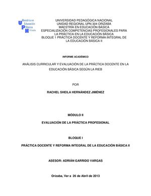 Análisis curricular y evaluación de la práctica docente en la Educación Básica según la RIEB