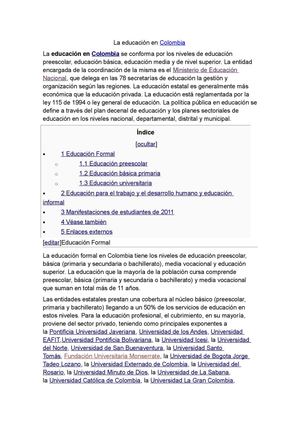 La educacion en colombia