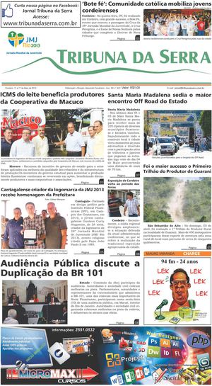 Jornal Tribuna da Serra Cordeiro- RJ - Edição nº 457