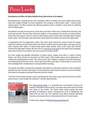 PennyStocks.net Offers the Most Reliable Penny Stocks News to Its Readers