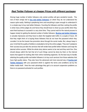 Real Twitter Follower at cheaper Prices with different packages