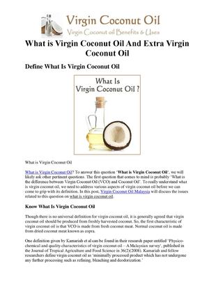 What Is Virgin Coconut Oil