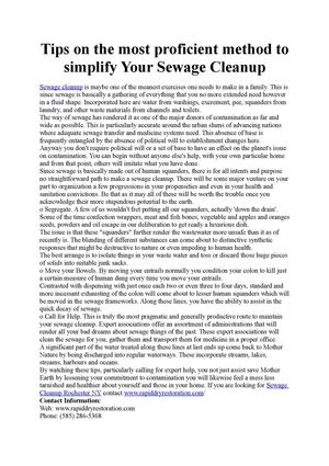 Tips on the most proficient method to simplify Your Sewage Cleanup