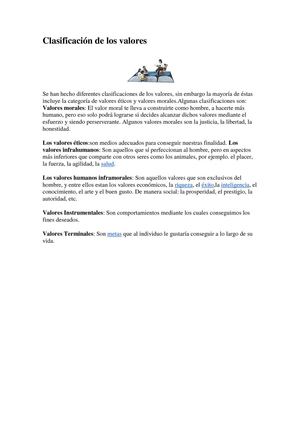 Clasificación De Los Valores