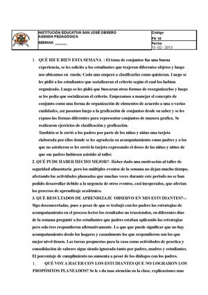 Bitácora de la semana.