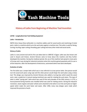 History of Lathe from Beginning of Machine Tool Invention