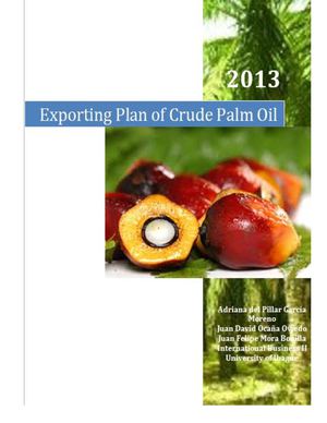 Exporting Plan of Crude Palm Oil