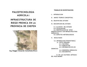 PALEOTECNOLOGIA AGRICOLA - INVENTARIO DE INFARESTRUCTUAR DE RIEGO PRE INCA EN LA PROVINCIA DE CHEPEN