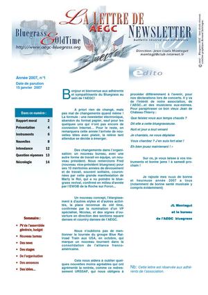 bulletin "bluegrass" de l'AEGC bluegrass  le dernier numéro janvier 2007 avant fermeture définitive!!!