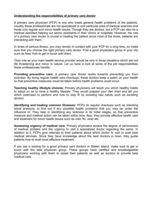 Understanding the responsibilities of primary care doctor