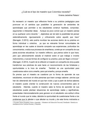 Cuál  es el maestro que Colombia necesita