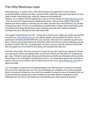 Free Utility Warehouse Leads