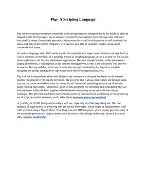 Php- A Scripting Language