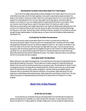 Everything that You Need to Know About Quick Trim 14 Day Program