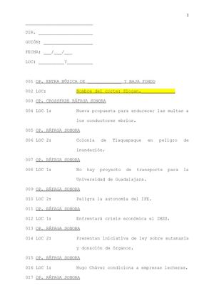 Guión americano corte informativo