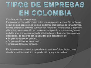 TIPOS DE EMPRESAS EN COLOMBIA