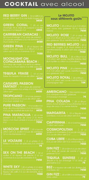 Carte Cocktail - Le Voltaire Macon