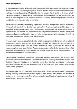 Omaha NE Mold Inspection