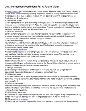 2013 Horoscope Predictions For A Future Vision